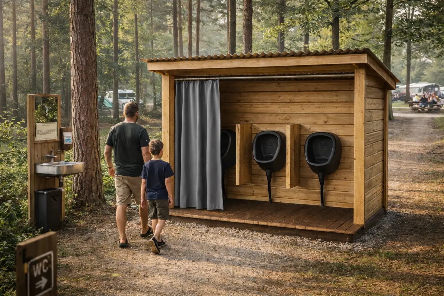 Pisoáry pro mobilní toalety v kempech a rekreačních areálech