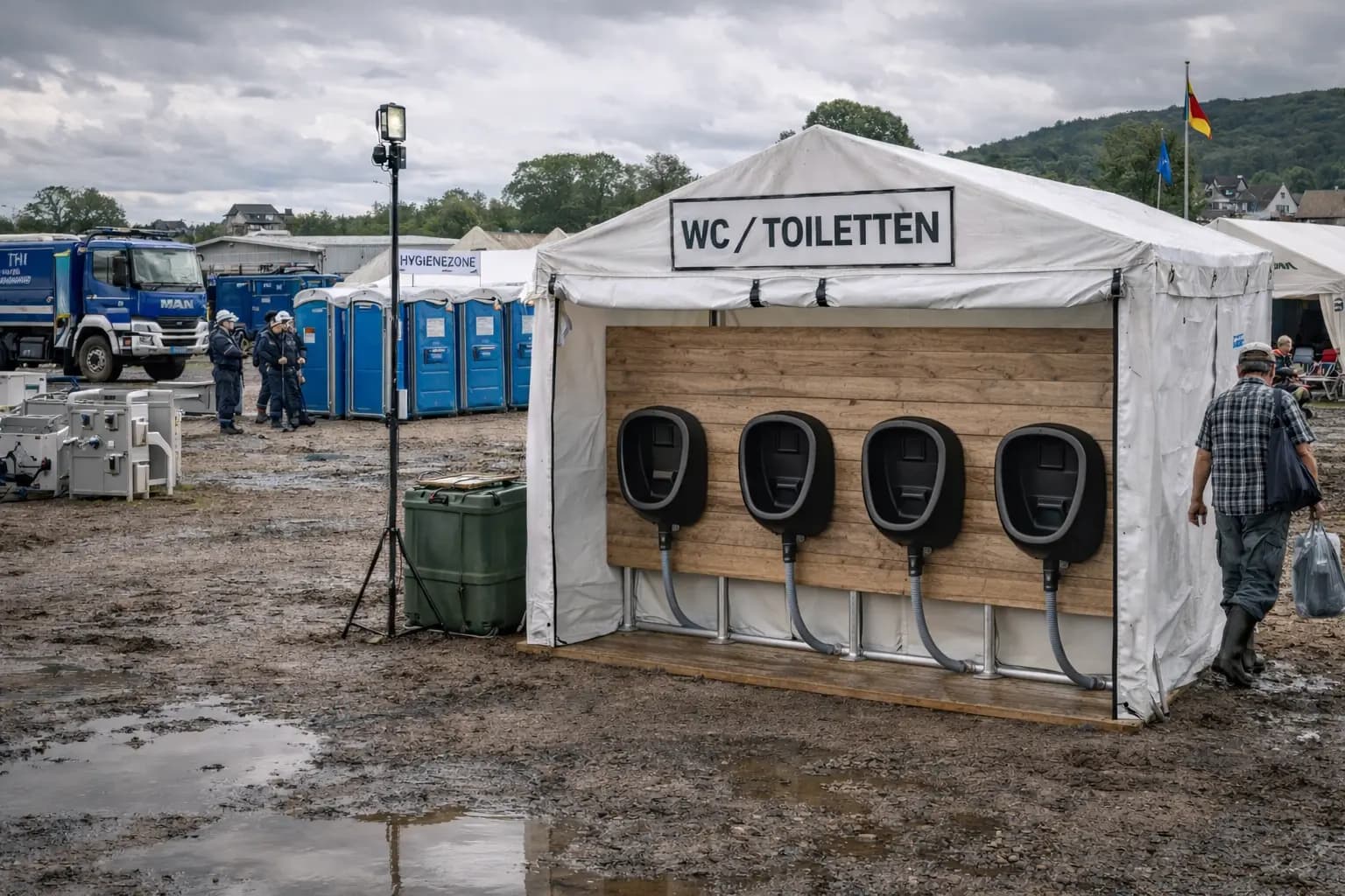 Pisoáry pro mobilní toalety v nouzových a humanitárních táborech