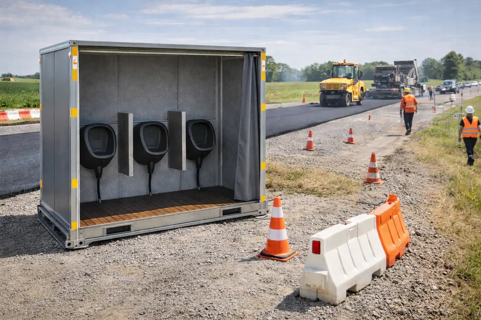 Pisoáry pro mobilní toalety na infrastrukturních stavbách