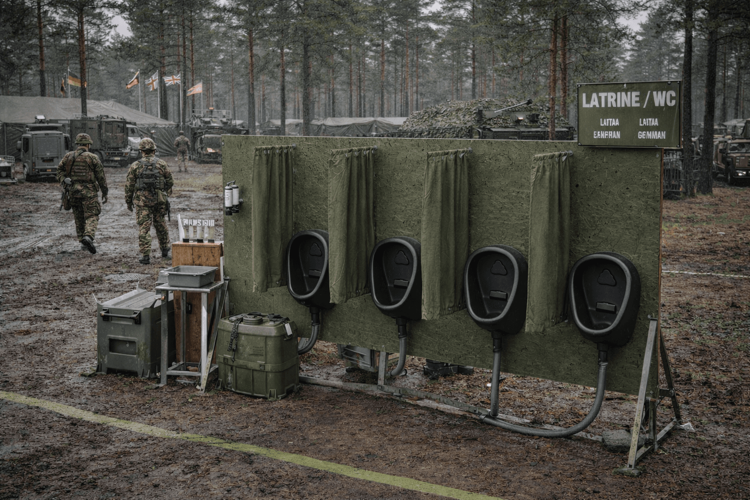 Piszoárok katonai és védelmi szektornak, tábori létesítményekhez