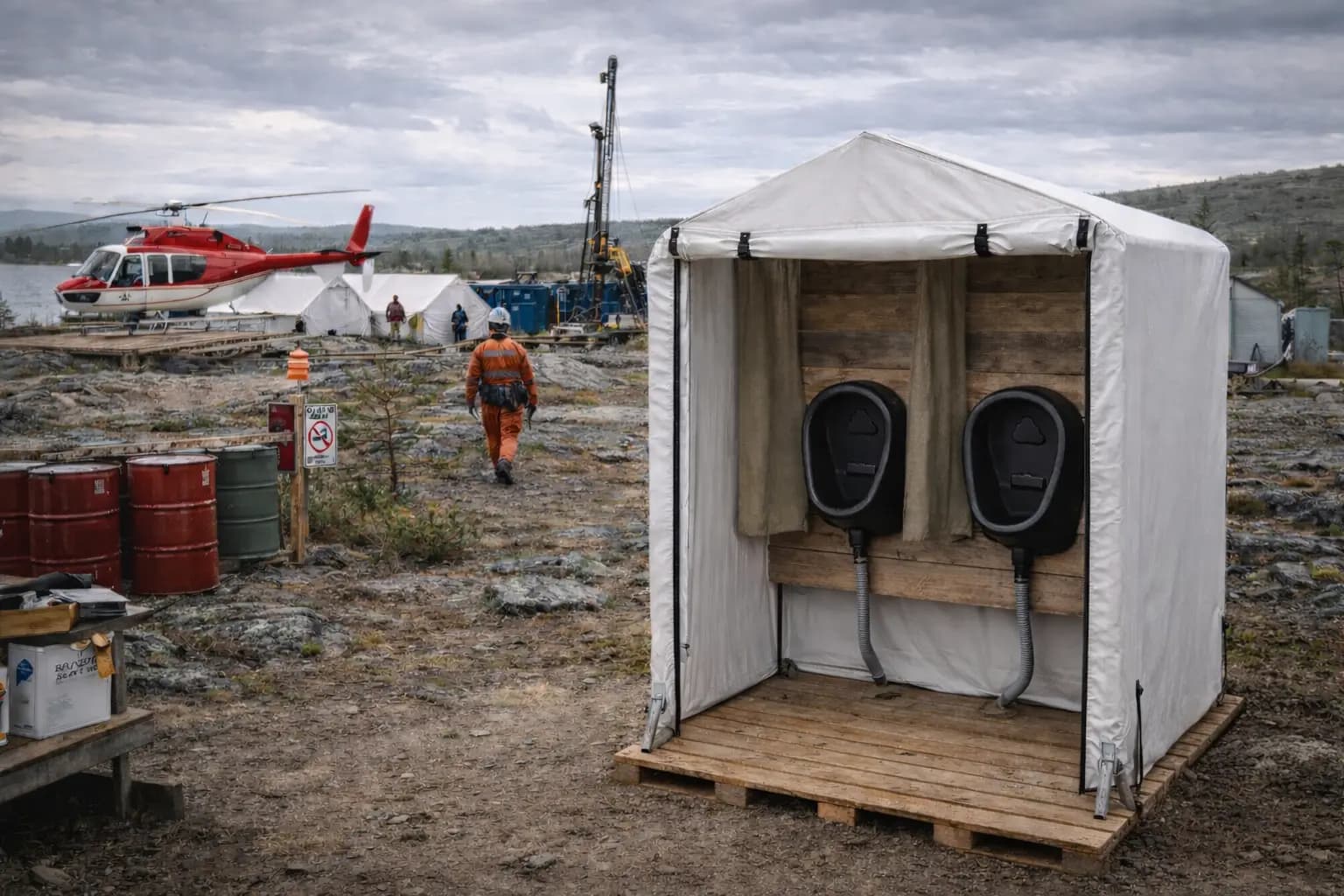 Pisoáry pro mobilní toalety v těžebním průmyslu a lomech