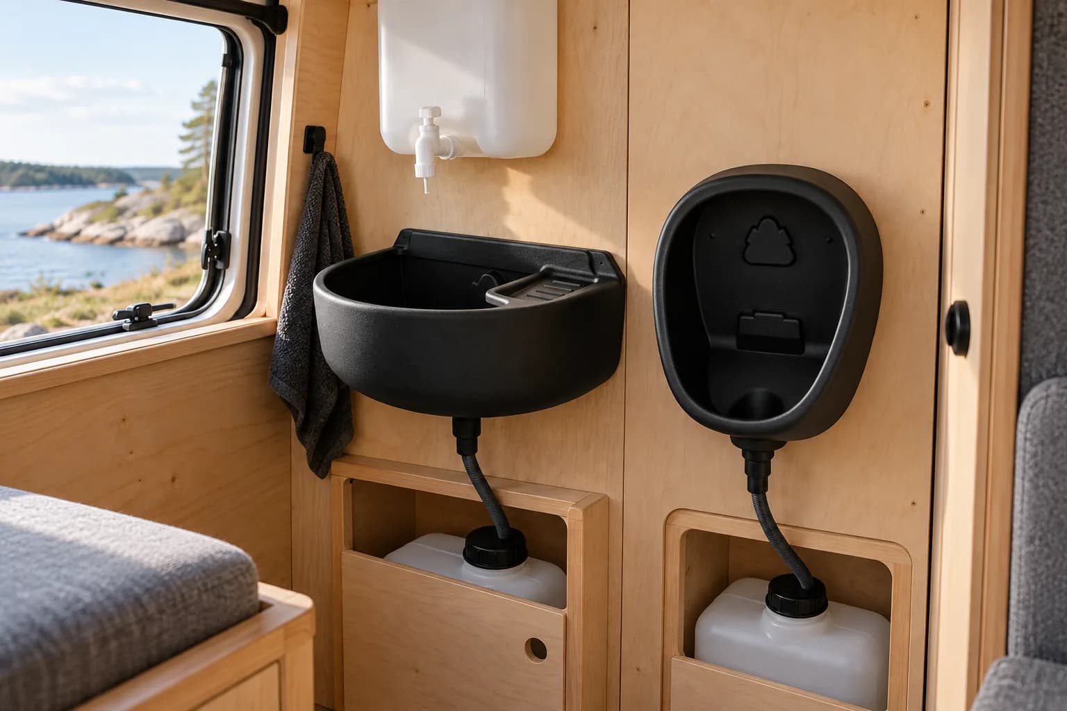 Orinatoio senza acqua e lavandino da campeggio per camper e roulotte