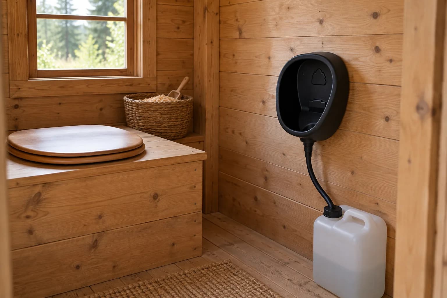 Orinatoio senza acqua accanto alla toilette a secco