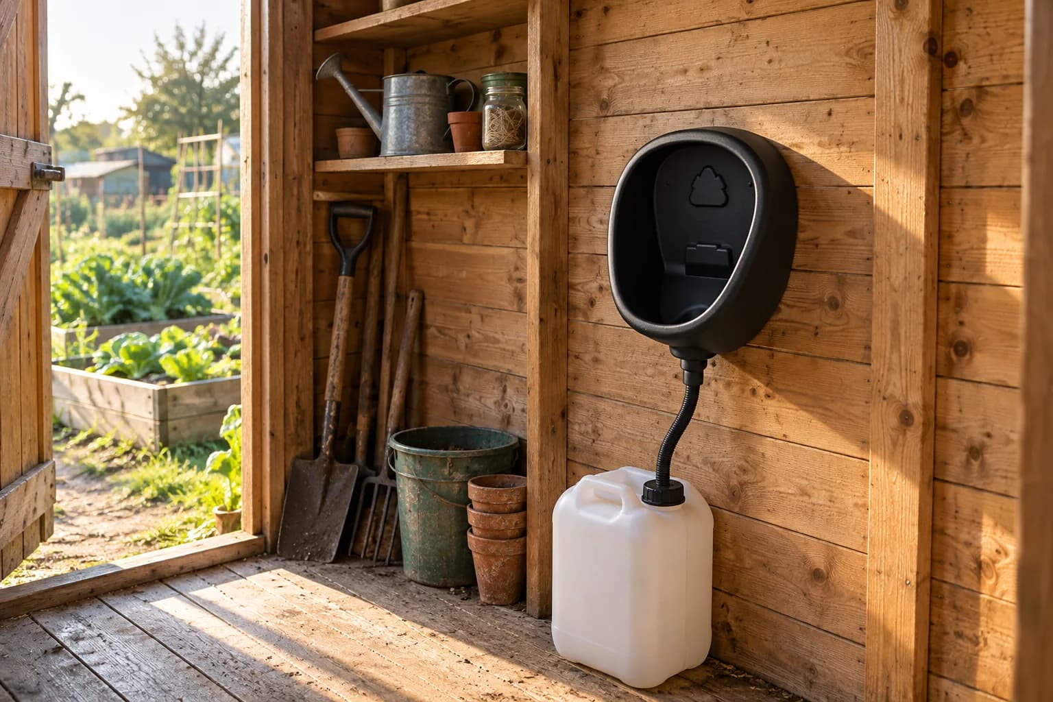 Orinatoio senza acqua e lavandino da giardino per la casetta dell’orto